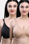 Maroon Clothing Double Layered Non Wired Full Coverage T-Shirt Bra (Pack of 2) - Multicolor — thumbnail 1